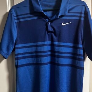 Nike Men's Striped Blue Polo Shirt
